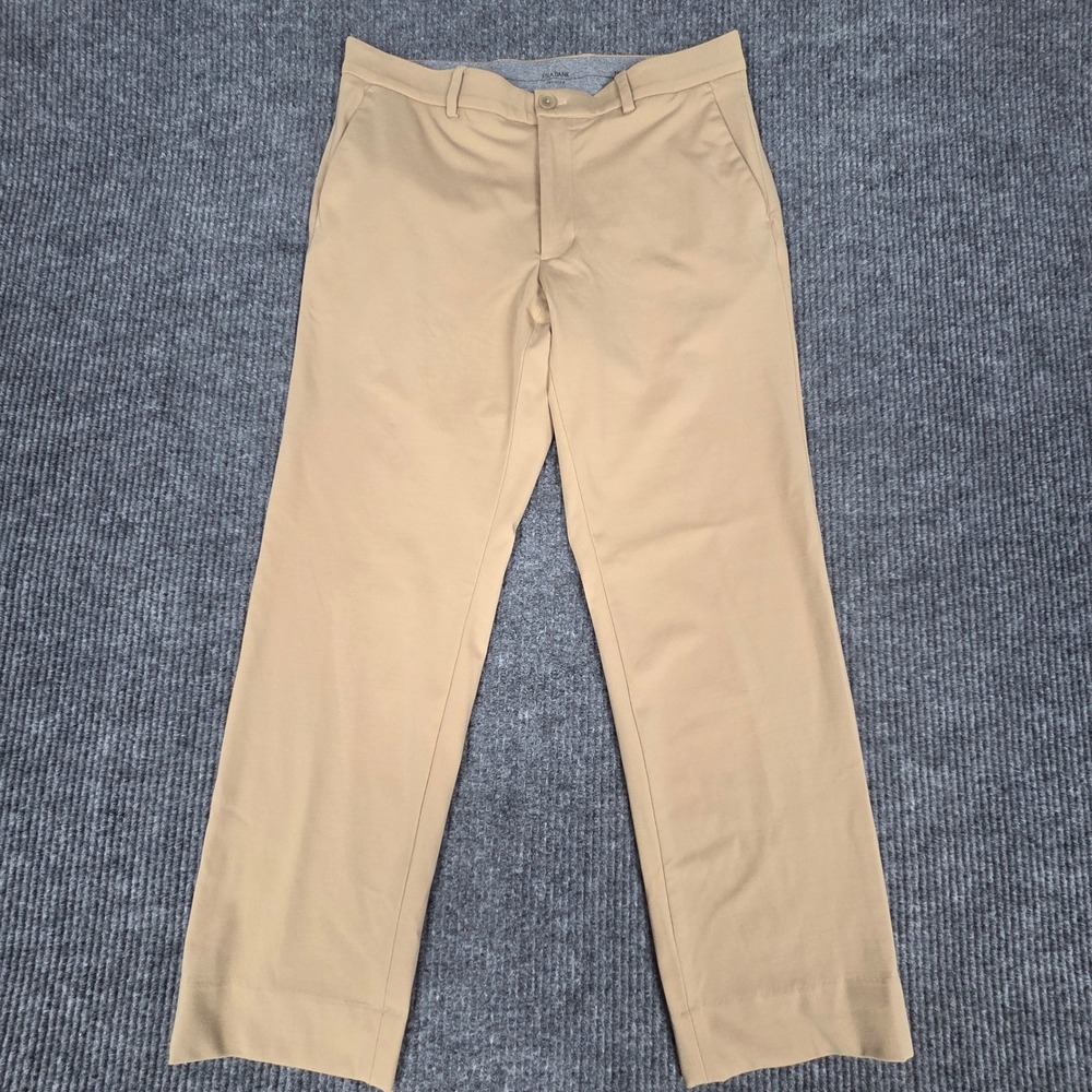 Jos A Bank Traveler Mens Khaki Chinos Pants 32W‎ 30L Flat Front Business Casual